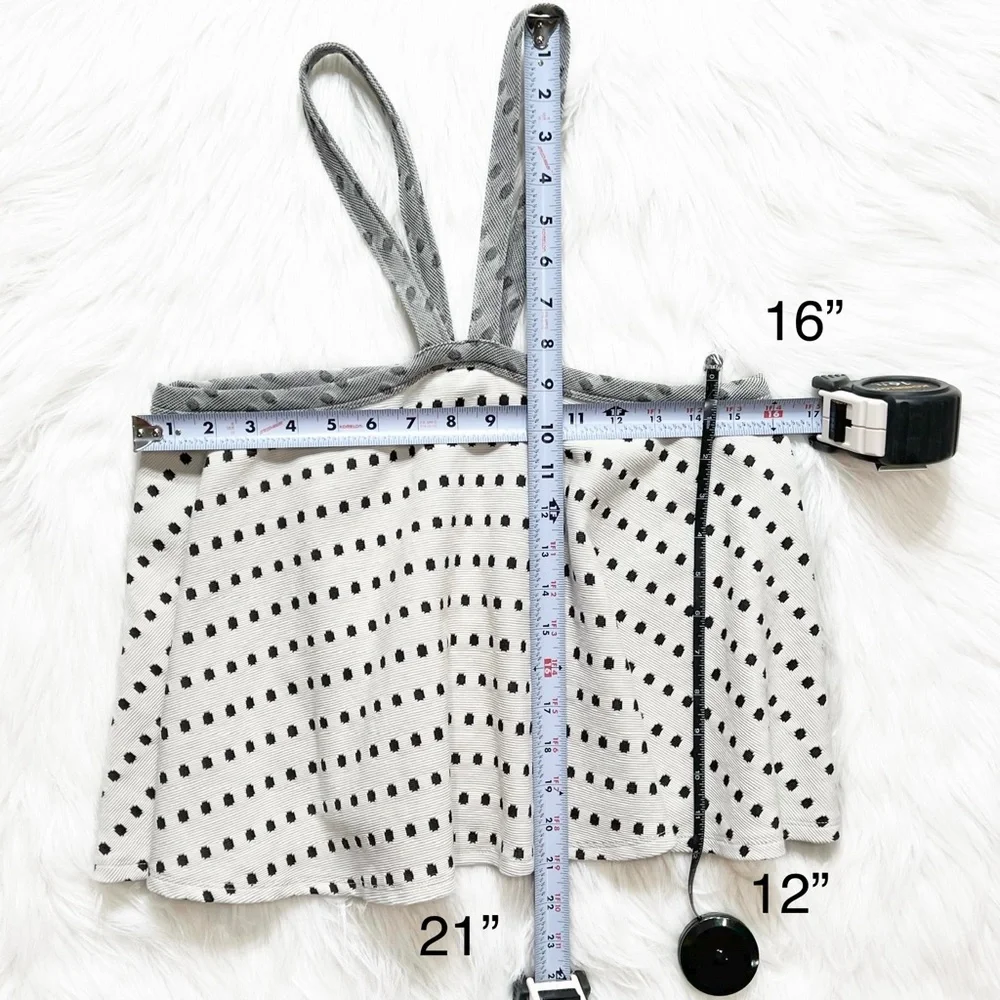 SOLD-Anthropologie Polka Dot Retro Halter Cream and Black Sleeveless Top - Picture 12 of 12